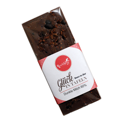 NEU! Glück in Tafeln Bean to Bar Dunkle Milch 60% mit Kakaonibs
